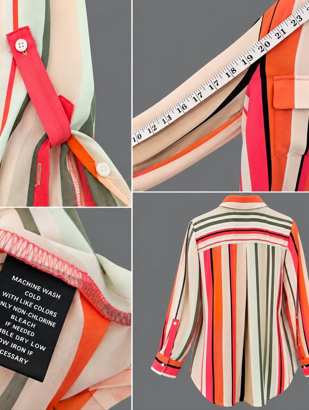 Striped Button-Front Blouse in Multi-Color - Picture 2 of 8
